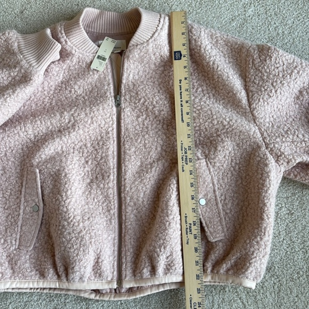 Anthropologie Pink Rose Sherpa Fleece Full Zip Lined Jacket Women Size Large - Picture 13 of 15